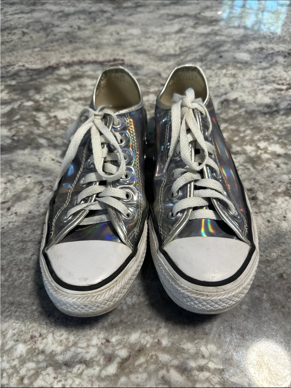 Silver Holographic Converse Chuck Taylor All Star Sneakers Size 7